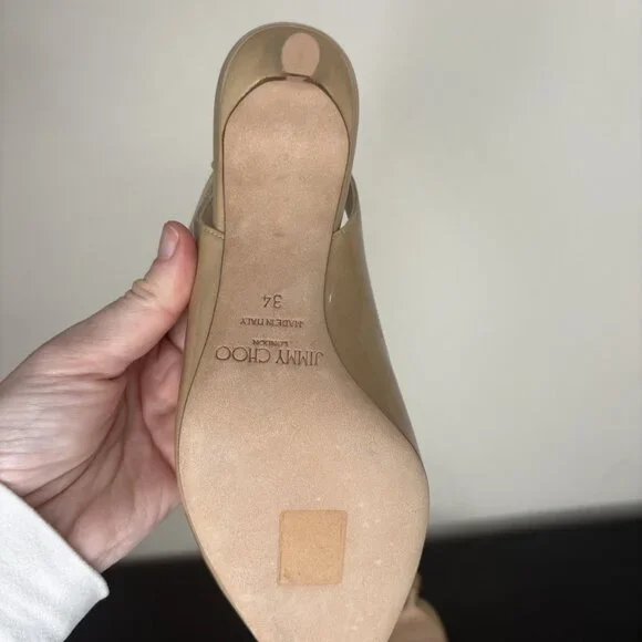 Jimmy Choo Sling Back Patent Leather Nude 2“ Heels - Picture 6 of 8